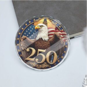 America 250 Years Bald Eagle Glass Ornament America 250 Anniversary Happy 250th Birthday USA Patriotic 4th Of July Glass Ornament For Christmas Decor