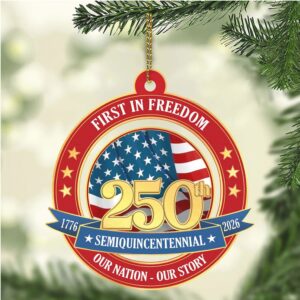 America 250 Years Birthday Wood Ornament USA Semi Quincentennial 1776 2026 United States Patriotic Ornament
