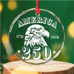 America 250 Years Eagle Glass Ornament America 250 Anniversary Happy 250th Birthday USA Patriotic 4th Of July Glass Ornament For Christmas Decor