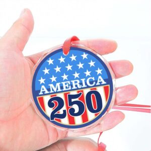 America 250 Years Glass Ornament Happy 250th Birthday USA Patriotic 4th of July Glass Ornament for Christmas Decor