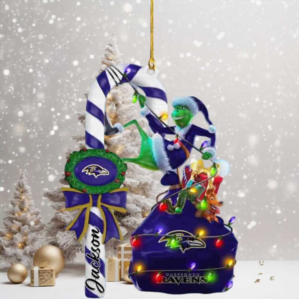 Baltimore Ravens NFL x Grinch Christmas Gift Tree Decorations Custom Name Candy Cane Ornament Baltimore Ravens NFL x Grinch Christmas Gift Tree Decorations Custom Name Candy Cane Ornament