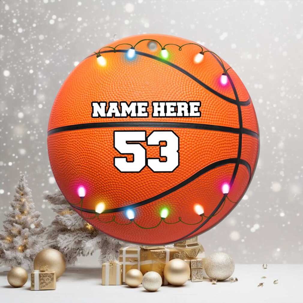 Basketball Christmas Light Ball Custom Name and Number Acrylic Custom Shape Ornament Personalized Christmas Ornament Basketball Christmas Light Ball Custom Name and Number Acrylic Custom Shape Ornament Personalized Christmas Ornament