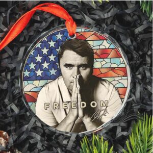 Charlie Kirk Freedom Glass Ornament Charlie Kirk Ornament Justice For Charlie Kirk Ornament