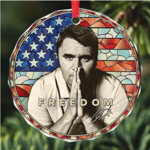 Charlie Kirk Freedom Glass Ornament Charlie Kirk Ornament Justice For Charlie Kirk Ornament