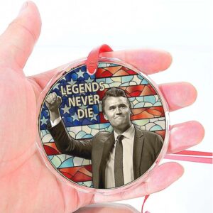 Charlie Kirk Legends Never Die Glass Ornament Charlie Kirk Ornament Justice For Charlie Kirk Ornament
