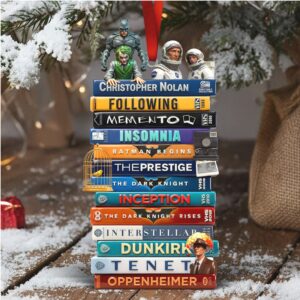 Christopher Nolan Filmography Book Stack Ornament