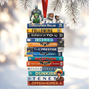 Christopher Nolan Filmography Book Stack Ornament