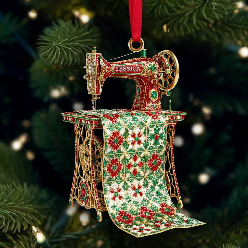 “Create with Love” Sparkle Sewing Machine Ornament, Personalized Christmas Gifts for Craft Enthusiasts “Create with Love” Sparkle Sewing Machine Ornament, Personalized Christmas Gifts for Craft Enthusiasts