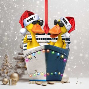 Cruising Couple Ducks   Personalized Christmas Ornament   Gifts for Cruising Lovers, Couple