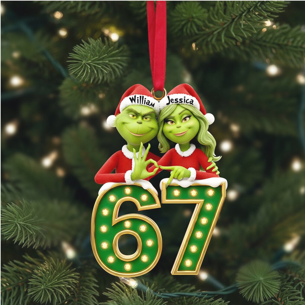 Custom 67 Grinch Couple Acrylic Ornament, Unique Holiday Gift Custom 67 Grinch Couple Acrylic Ornament, Unique Holiday Gift