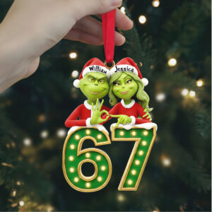 Custom 67 Grinch Couple Acrylic Ornament, Unique Holiday Gift