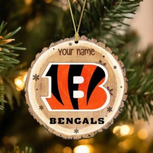 Custom Cincinnati Bengals Club Logo Wood Slice Ornament