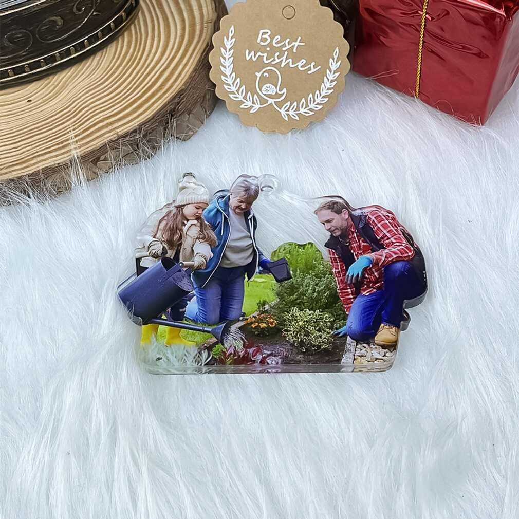 Custom Family Gardening Photo Ornament Custom Family Gardening Photo Ornament