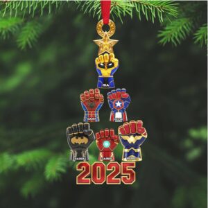 Custom Family Superhero Fist Christmas Ornament 2025 Custom Family Superhero Fist Christmas Ornament 2025