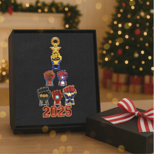 Custom Family Superhero Fist Christmas Ornament 2025