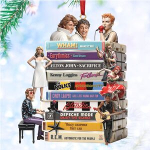 Custom Favorite Music Albums Acrylic Ornament, Personalized Book Stack Style Gift