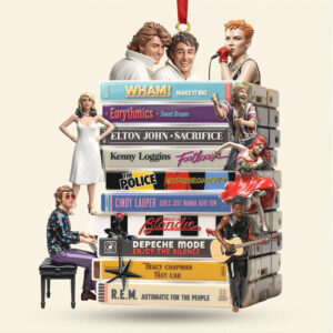 Custom Favorite Music Albums Acrylic Ornament, Personalized Book Stack Style Gift