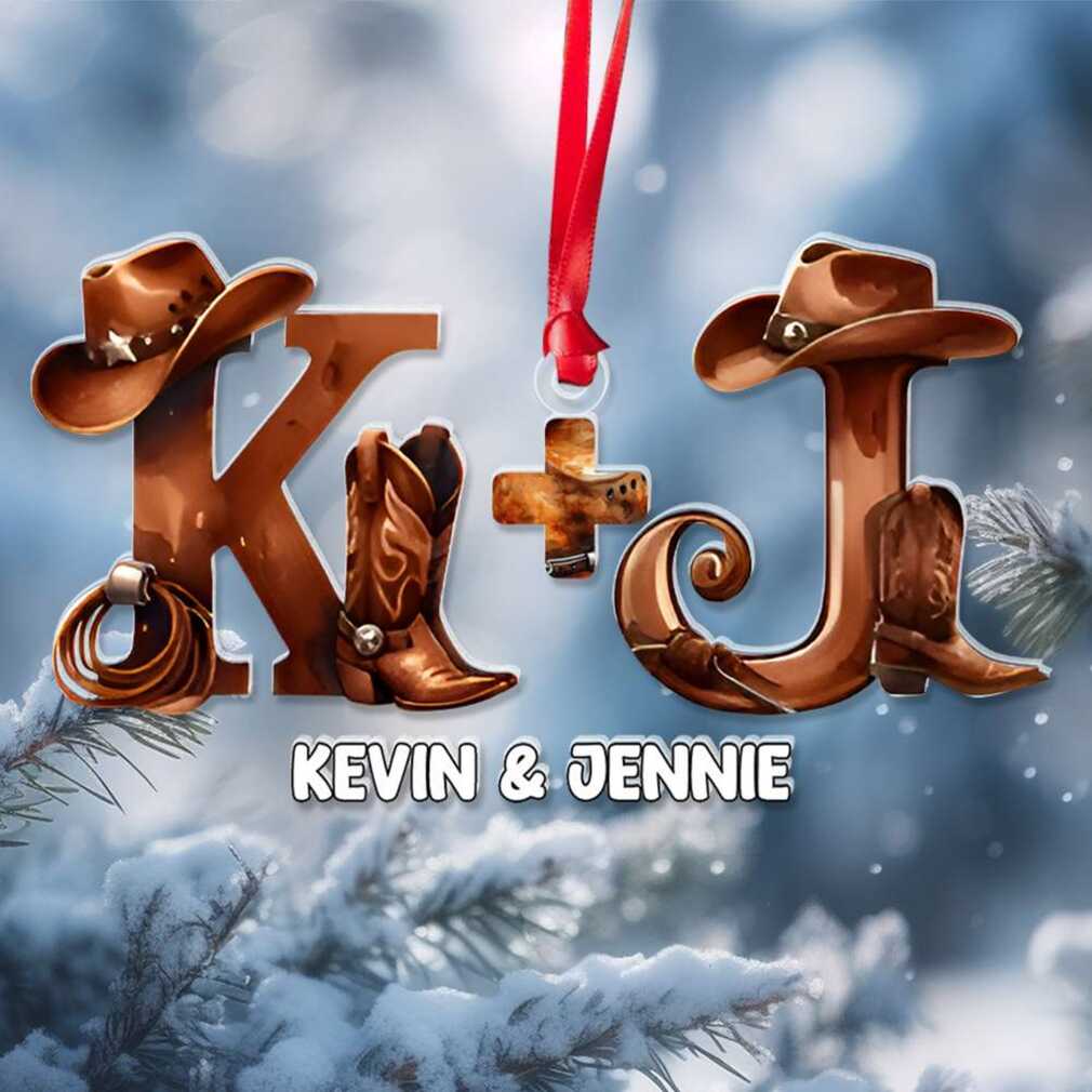 Custom Kevin & Jennie Cowboy Boot & Hat Ornament Custom Kevin & Jennie Cowboy Boot & Hat Ornament