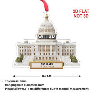 Custom Name 250 Years 1776 2026 Acrylic Ornament Patriotic 4th of July Christmas Ornament