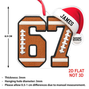 Custom Name 6 7 Football Acrylic Ornament Personalized Trending 6 7 Meme Sports Christmas Ornament