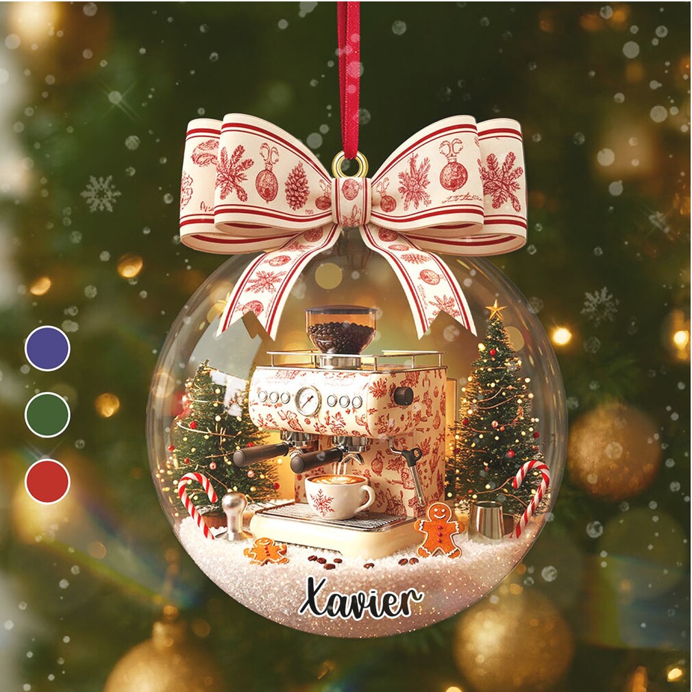 Custom Name Coffee Machine Christmas Ornament Custom Name Coffee Machine Christmas Ornament