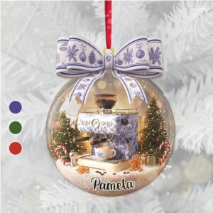Custom Name Coffee Machine Christmas Ornament