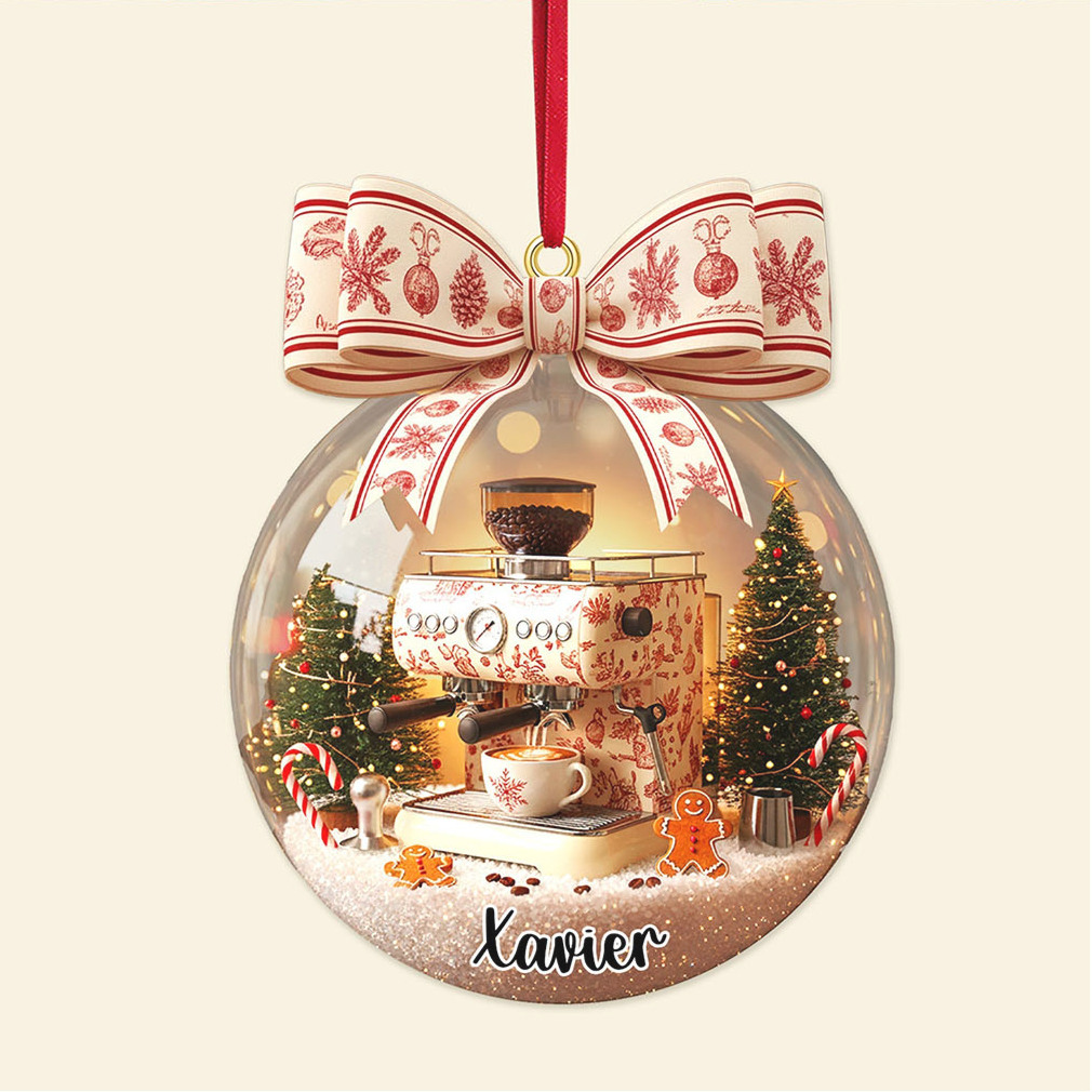 Custom Name Coffee Machine Christmas Ornament Custom Name Coffee Machine Christmas Ornament