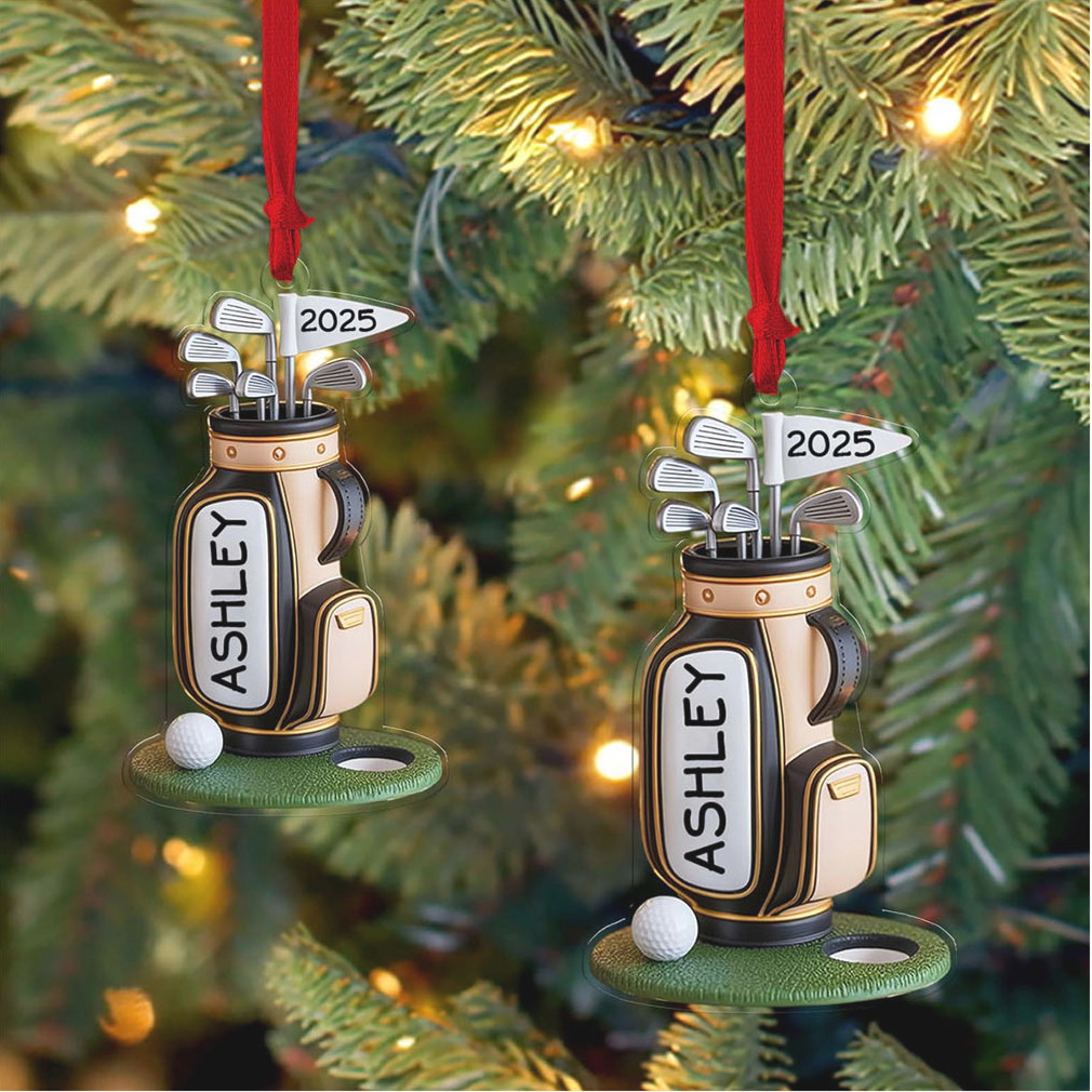 Custom Name Golf Bag Christmas Acrylic Ornament Personalized Golf Backpack Christmas Ornament Gift For Golf Player Custom Name Golf Bag Christmas Acrylic Ornament Personalized Golf Backpack Christmas Ornament Gift For Golf Player
