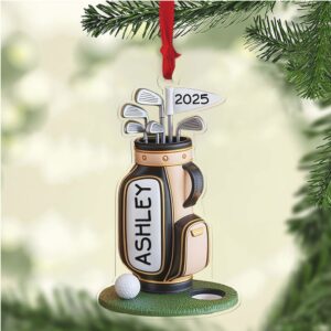 Custom Name Golf Bag Christmas Acrylic Ornament Personalized Golf Backpack Christmas Ornament Gift For Golf Player