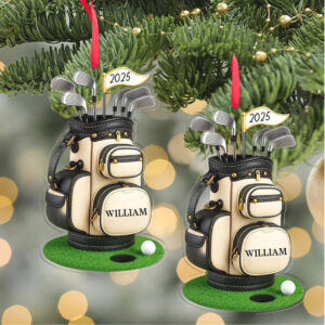 Custom Name Golf Bag Christmas Acrylic Ornament Personalized Golf Backpack Christmas Ornament
