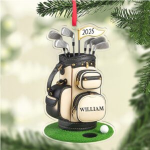Custom Name Golf Bag Christmas Acrylic Ornament Personalized Golf Backpack Christmas Ornament