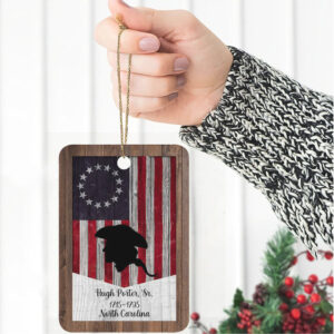 Custom Name Revolutionary Flag Wood Ornament Personalized Patriotic Ornament