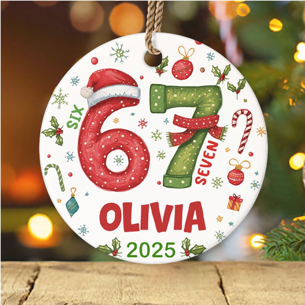 Custom Name and Year 67 Ceramic Ornament Funny 6 7 Christmas Decoration Teen Slang Holiday Keepsake Gift Custom Name and Year 67 Ceramic Ornament Funny 6 7 Christmas Decoration Teen Slang Holiday Keepsake Gift