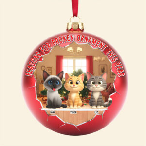 Custom Pet Name Christmas Ornament Max, Tiger, and Lio