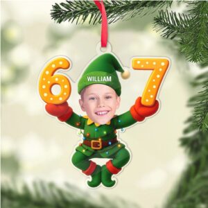 Custom Photo Six Seven Christmas Acrylic Ornament Personalized Six Seven 67 Christmas OrnamentFunny Gift for Christmas