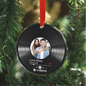Custom Song Photo Glass Ornament Couple Song Ornament Photo Upload Christmas Ornament