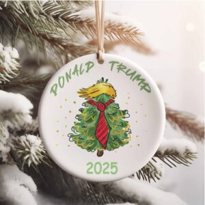 Custom Trump 2025 Christmas Ceramic Ornament 47th President MAGA Ornament Patriotic Republican Tree Decoration Trump Supporter Gift Custom Trump 2025 Christmas Ceramic Ornament 47th President MAGA Ornament Patriotic Republican Tree Decoration Trump Supporter Gift