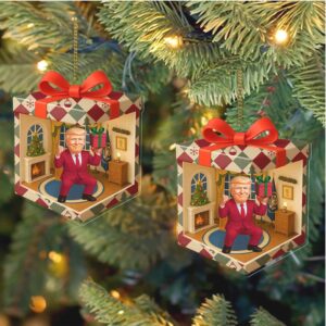 Custom Trump Isometric Gift Box 2D Acrylic Ornament White House MAGA Patriotic Christmas Ornament MAGA Funny Gift Custom Trump Isometric Gift Box 2D Acrylic Ornament White House MAGA Patriotic Christmas Ornament MAGA Funny Gift