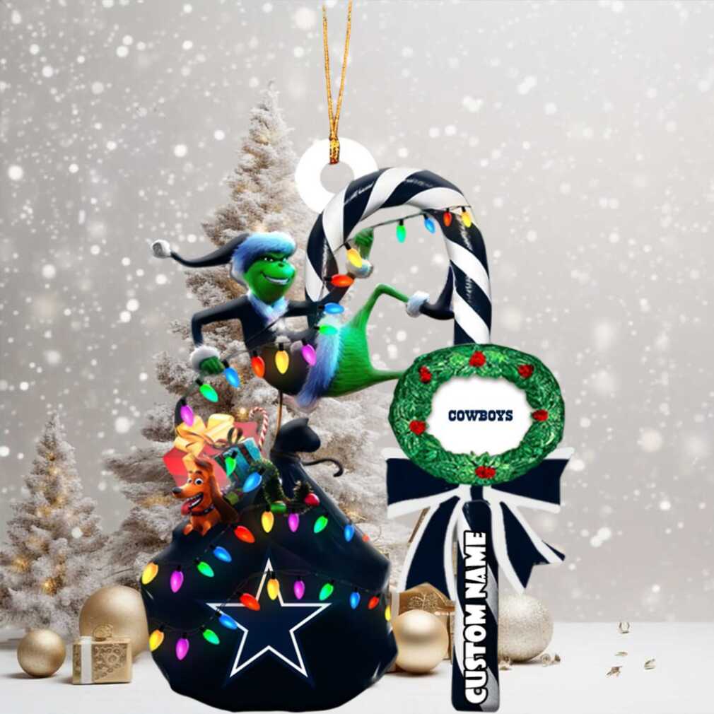 Dallas Cowboys NFL Custom Grinch Candy Cane Name Ornament 2025 Xmas Tree Gift Dallas Cowboys NFL Custom Grinch Candy Cane Name Ornament 2025 Xmas Tree Gift