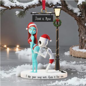 David & Anna Personalized Cheeky Christmas Ornament