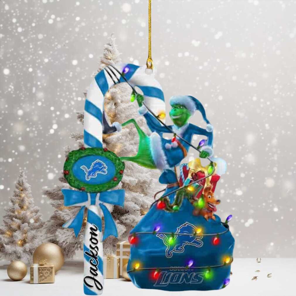 Detroit Lions NFL x Grinch Custom Name Candy Cane Christmas Tree Decorations Ornament Detroit Lions NFL x Grinch Custom Name Candy Cane Christmas Tree Decorations Ornament