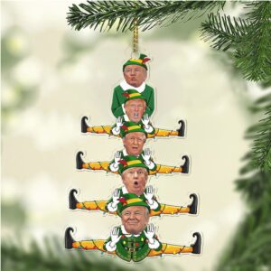 Donald Trump Elf Family Acrylic Ornament Funny Cartoon Trump Christmas Ornament