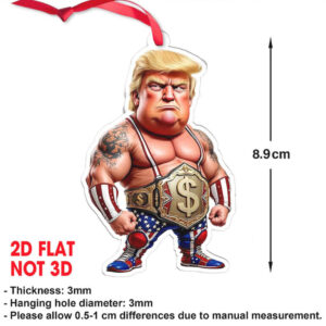 Donald Trump Wrestler Acrylic Ornament Patriotic Cartoon Funny Trump Christmas Ornament