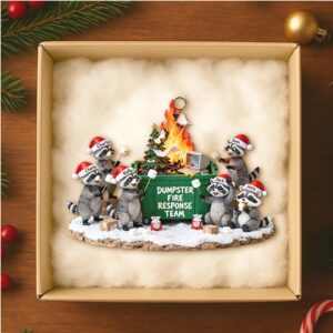 Dumpster Fire Response Team Raccoon Christmas Ornament