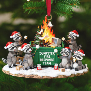 Dumpster Fire Response Team Raccoon Christmas Ornament