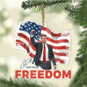 Freedom Charlie Kirk Acrylic Ornament, Charlie Kirk Memorial Ornament, Pray For Charlie Kirk Ornament