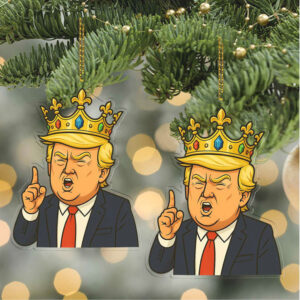 Funny Cartoon Donald Trump Acrylic Ornament Trump With Crown Christmas Ornament