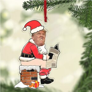 Funny Cartoon Trump Santa Acrylic Ornament President Donald Trump Christmas Ornament