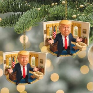 Funny President Trump in Oval Office 2D Acrylic Ornament, MAGA Ornament, Perfect for Car & Christmas Tree Decor