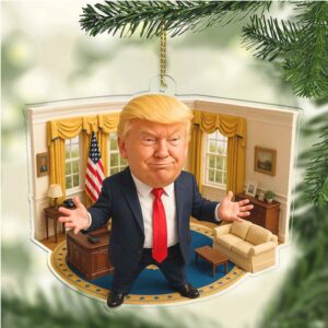 Funny President Trump in Oval Office 2D Acrylic Ornament, MAGA Ornament, Perfect for Car & Christmas Tree Decor